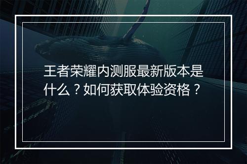 王者荣耀内测服最新版本是什么?如何获取体验资格?