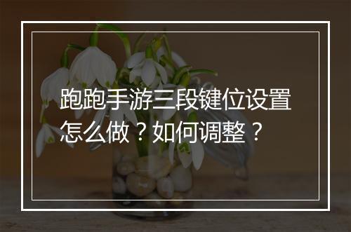 跑跑手游三段键位设置怎么做？如何调整？