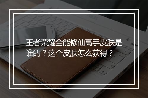 王者荣耀全能修仙高手皮肤是谁的？这个皮肤怎么获得？