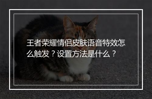 王者荣耀情侣皮肤语音特效怎么触发？设置方法是什么？