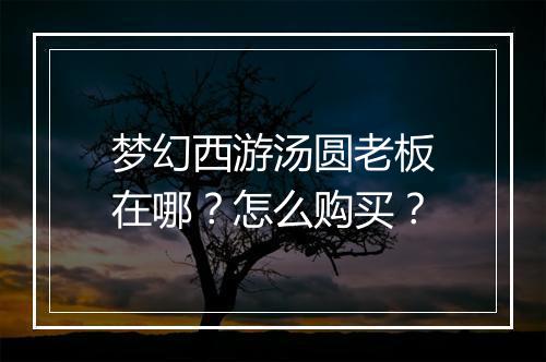 梦幻西游汤圆老板在哪？怎么购买？
