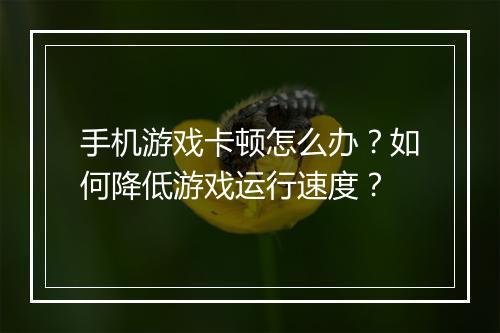 手机游戏卡顿怎么办？如何降低游戏运行速度？