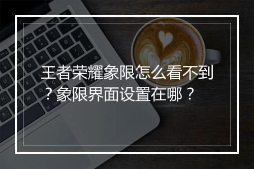 王者荣耀象限怎么看不到？象限界面设置在哪？