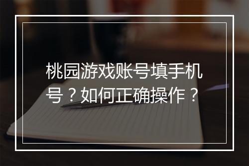 桃园游戏账号填手机号？如何正确操作？