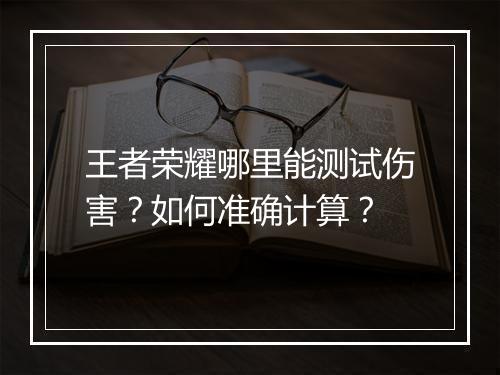 王者荣耀哪里能测试伤害？如何准确计算？