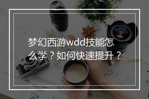 梦幻西游wdd技能怎么学？如何快速提升？