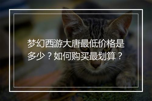 梦幻西游大唐最低价格是多少?如何购买最划算?
