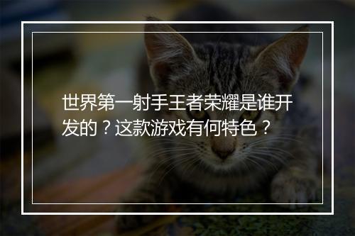 世界第一射手王者荣耀是谁开发的？这款游戏有何特色？