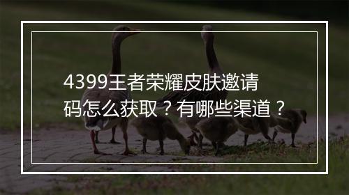 4399王者荣耀皮肤邀请码怎么获取?有哪些渠道?