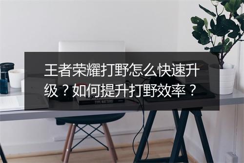 王者荣耀打野怎么快速升级？如何提升打野效率？