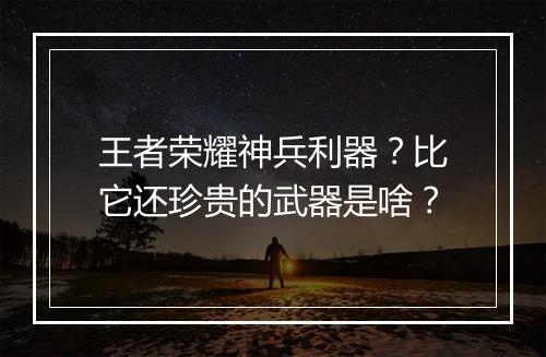 王者荣耀神兵利器?比它还珍贵的武器是啥?