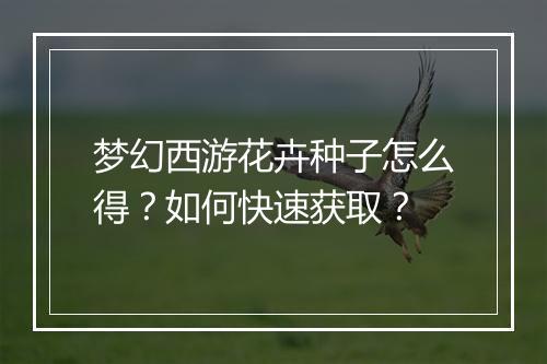 梦幻西游花卉种子怎么得？如何快速获取？