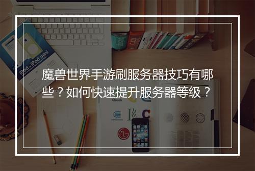 魔兽世界手游刷服务器技巧有哪些？如何快速提升服务器等级？