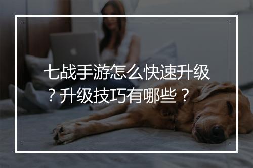 七战手游怎么快速升级？升级技巧有哪些？