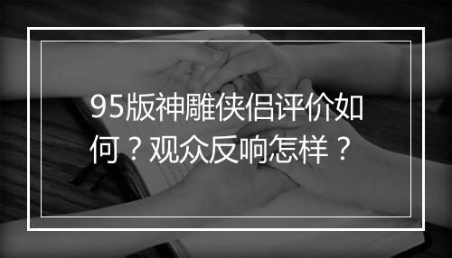 95版神雕侠侣评价如何？观众反响怎样？