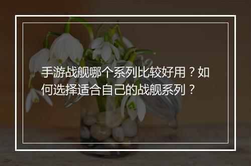 手游战舰哪个系列比较好用？如何选择适合自己的战舰系列？