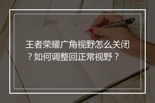 王者荣耀广角视野怎么关闭?如何调整回正常视野?