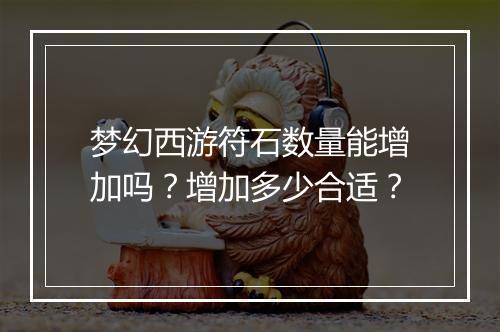 梦幻西游符石数量能增加吗？增加多少合适？