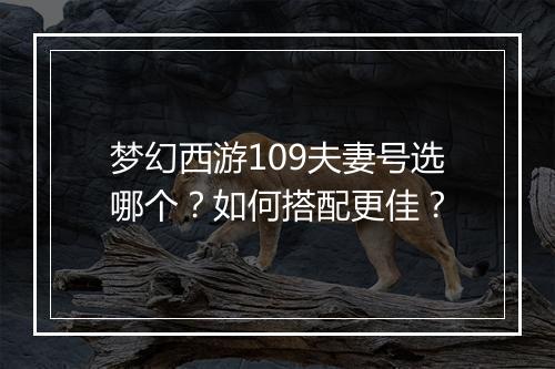 梦幻西游109夫妻号选哪个？如何搭配更佳？