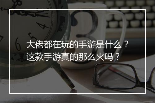 大佬都在玩的手游是什么?这款手游真的那么火吗?