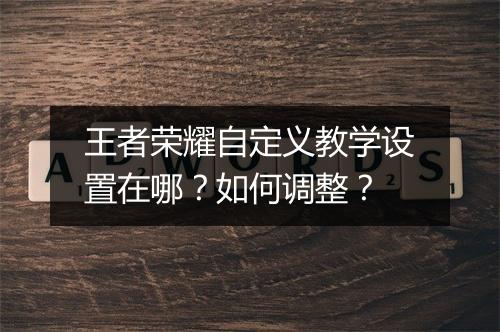 王者荣耀自定义教学设置在哪?如何调整?