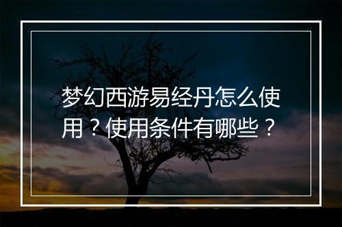 梦幻西游易经丹怎么使用？使用条件有哪些？