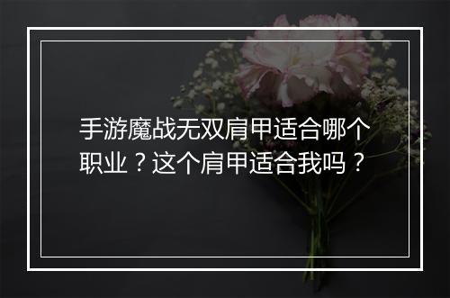 手游魔战无双肩甲适合哪个职业？这个肩甲适合我吗？