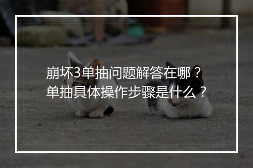 崩坏3单抽问题解答在哪？单抽具体操作步骤是什么？