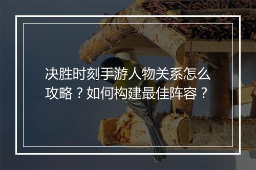 决胜时刻手游人物关系怎么攻略？如何构建最佳阵容？