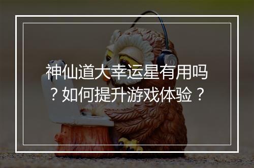 神仙道大幸运星有用吗?如何提升游戏体验?