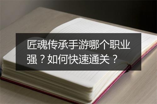 匠魂传承手游哪个职业强?如何快速通关?