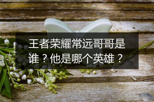 王者荣耀常远哥哥是谁？他是哪个英雄？