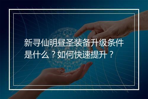 新寻仙明昼圣装备升级条件是什么？如何快速提升？