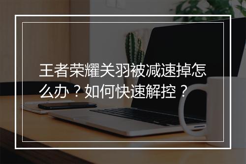 王者荣耀关羽被减速掉怎么办？如何快速解控？