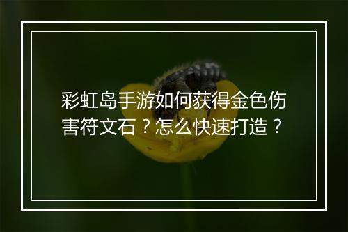 彩虹岛手游如何获得金色伤害符文石？怎么快速打造？