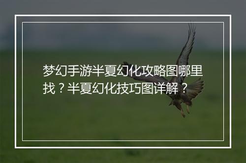 梦幻手游半夏幻化攻略图哪里找？半夏幻化技巧图详解？