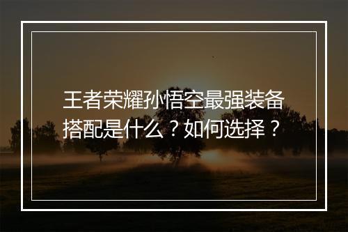 王者荣耀孙悟空最强装备搭配是什么？如何选择？