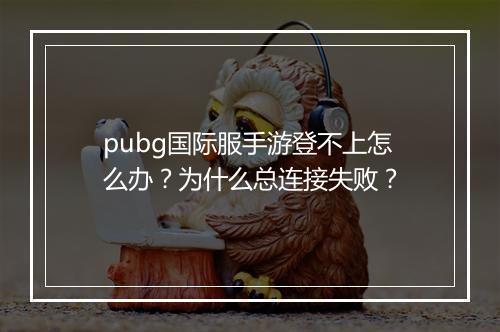 pubg国际服手游登不上怎么办?为什么总连接失败?