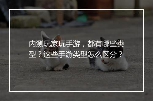 内测玩家玩手游，都有哪些类型？这些手游类型怎么区分？