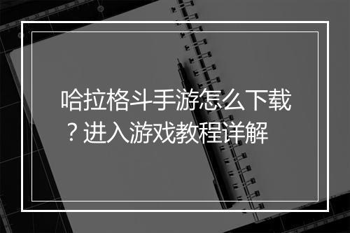 哈拉格斗手游怎么下载？进入游戏教程详解
