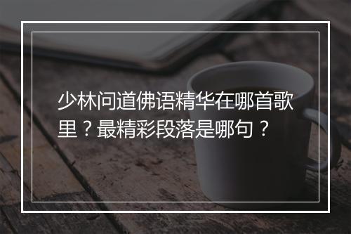 少林问道佛语精华在哪首歌里？最精彩段落是哪句？
