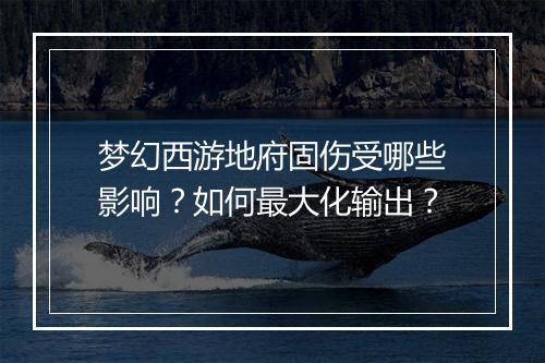 梦幻西游地府固伤受哪些影响？如何最大化输出？