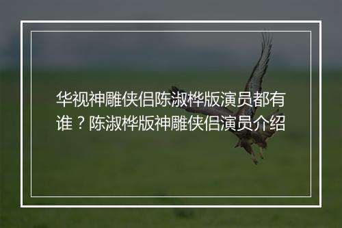 华视神雕侠侣陈淑桦版演员都有谁？陈淑桦版神雕侠侣演员介绍