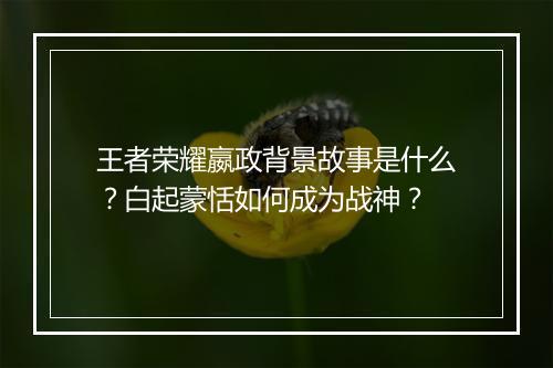 王者荣耀嬴政背景故事是什么？白起蒙恬如何成为战神？