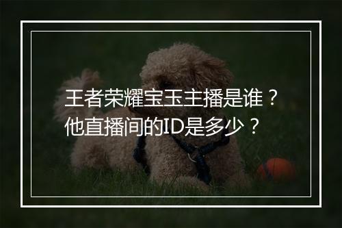 王者荣耀宝玉主播是谁？他直播间的ID是多少？