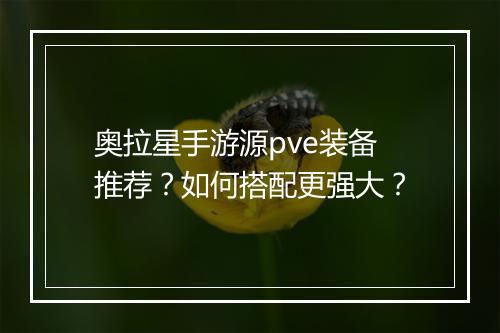 奥拉星手游源pve装备推荐？如何搭配更强大？