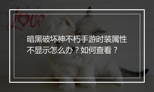 暗黑破坏神不朽手游时装属性不显示怎么办?如何查看?