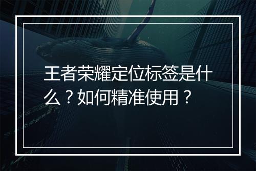 王者荣耀定位标签是什么？如何精准使用？