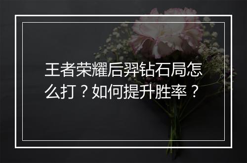 王者荣耀后羿钻石局怎么打？如何提升胜率？
