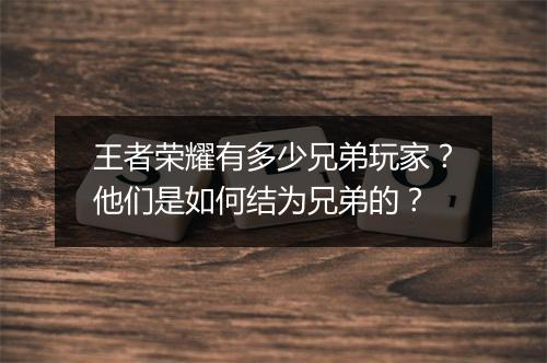 王者荣耀有多少兄弟玩家？他们是如何结为兄弟的？